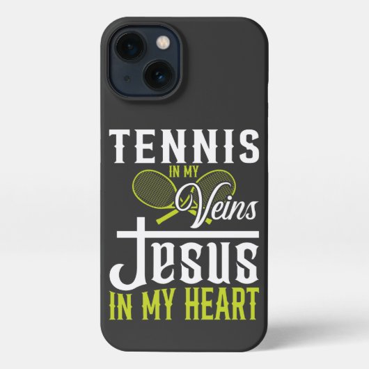 Tennis In My Veins Jesus In My Heart iPhoneケース (裏面)