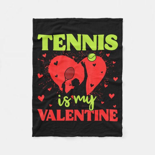 Tennis Is My Valentine Cool Srt Motivation Player  フリースブランケット (正面)