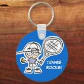 Tennis keychain with cute cartoon and custom text キーホルダー (正面)