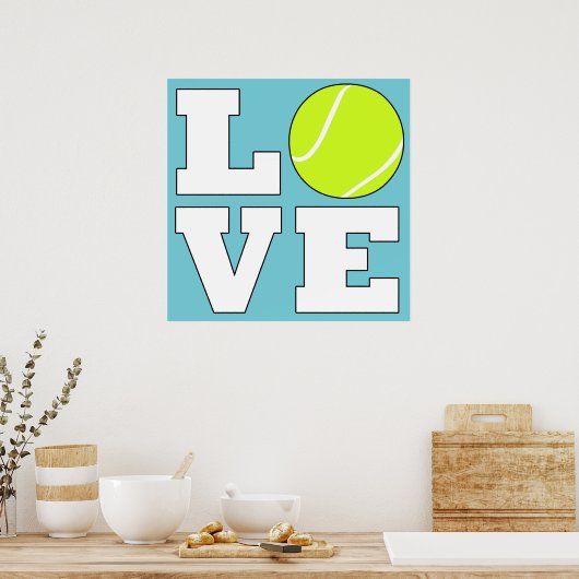 Tennis LOVE Custom Color Square Poster ポスター (キッチン)