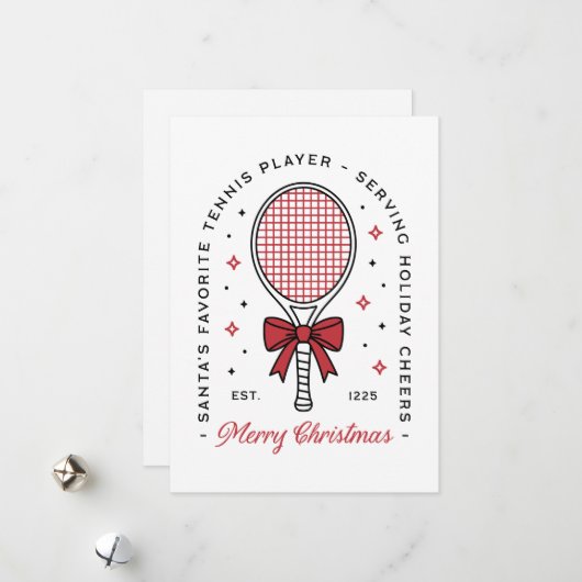 Tennis lovers funny merry Christmas greetings シーズンカード (正面/裏面インサイチュ)