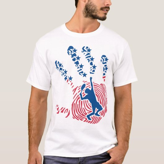 tennis main americaine hand mano drapeau etoile 10 tシャツ (正面)