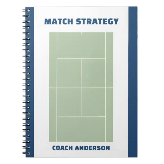 Tennis Match Planning & Strategy Custom Coach Name ノートブック (正面)