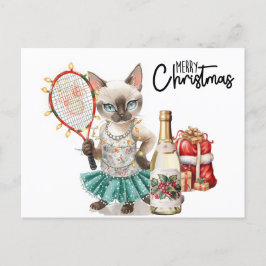 Tennis Merry Christmas for Cat lovers シーズンポストカード