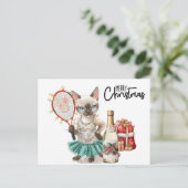 Tennis Merry Christmas for Cat lovers シーズンポストカード (スタンド正面)