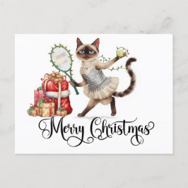 Tennis Merry Christmas for Cat lovers シーズンポストカード