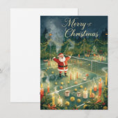 Tennis Merry Christmas Santa Claus in the court シーズンカード (正面/裏面)