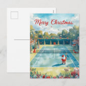 Tennis Merry Christmas with Santa Claus シーズンポストカード (正面/裏面)