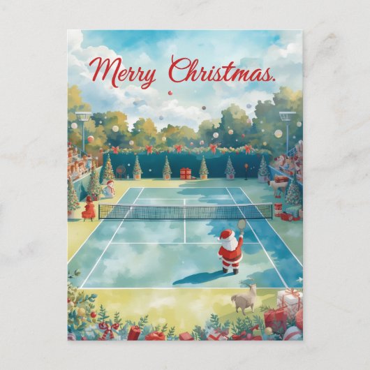 Tennis Merry Christmas with Santa Claus シーズンポストカード (正面)
