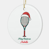 Tennis Paddle with Santa Hat Custom Christmas      セラミックオーナメント (左)