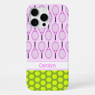 Tennis pattern custom name pink green iPhone 16 pro maxケース