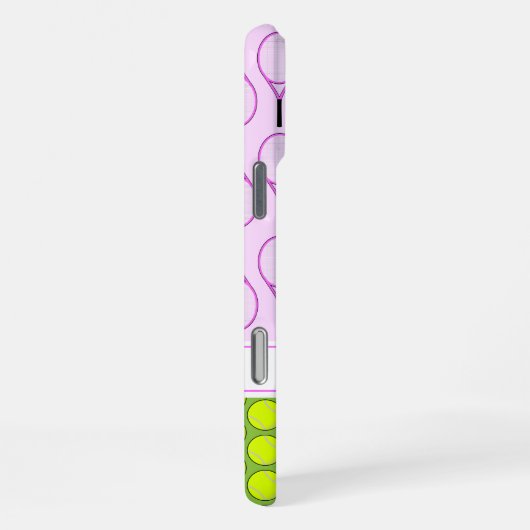 Tennis pattern custom name pink green iPhoneケース (右側面)