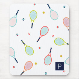 Tennis Pattern Sports Themed Personalized Monogram マウスパッド