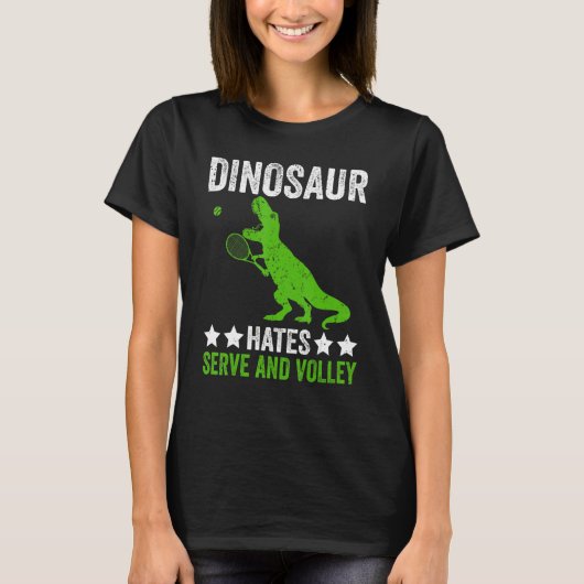 Tennis player Dinosaur hates Serve and volley Tシャツ (正面)