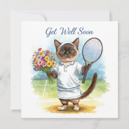Tennis Player Get well Soon with flowers in hand カード