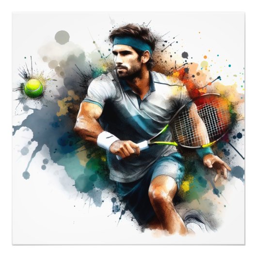 Tennis Player in Action フォトプリント (正面)