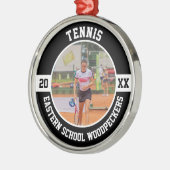 Tennis Player Team Sports High School Senior Night メタルオーナメント (左)