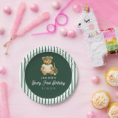 Tennis Preppy Bear 1st Birthday ペーパープレート (パーティー)