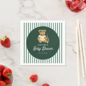 Tennis Preppy Bear Green Baby Shower スタンダードカクテルナプキン (インサイチュ)