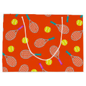 Tennis racket and ball pattern themed party bag ラージペーパーバッグ (裏面)