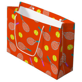 Tennis racket and ball pattern themed party bag ラージペーパーバッグ