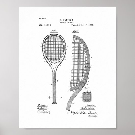 Tennis Racket Patent ポスター (正面)