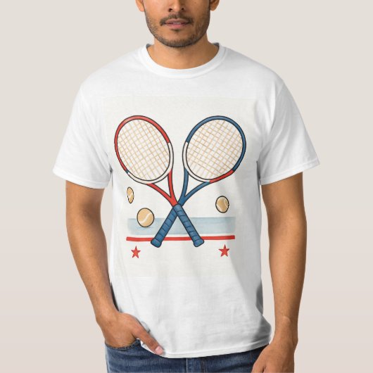 Tennis racket with American themed Tシャツ (正面)