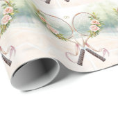 Tennis Racket with Floral  ラッピングペーパー (ロールコーナー)