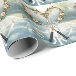 Tennis Racket with Floral  ラッピングペーパー