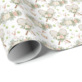 Tennis Racket with Floral  ラッピングペーパー