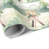 Tennis Racket with Floral  ラッピングペーパー (ロールコーナー)