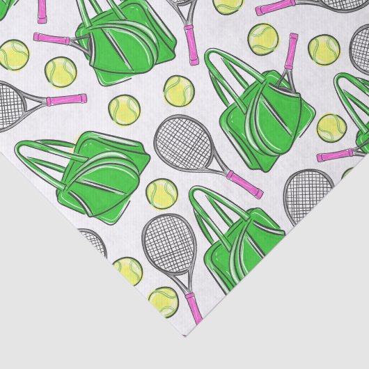 Tennis Racquets Pink Green Preppy Pattern 薄葉紙 (詳細)