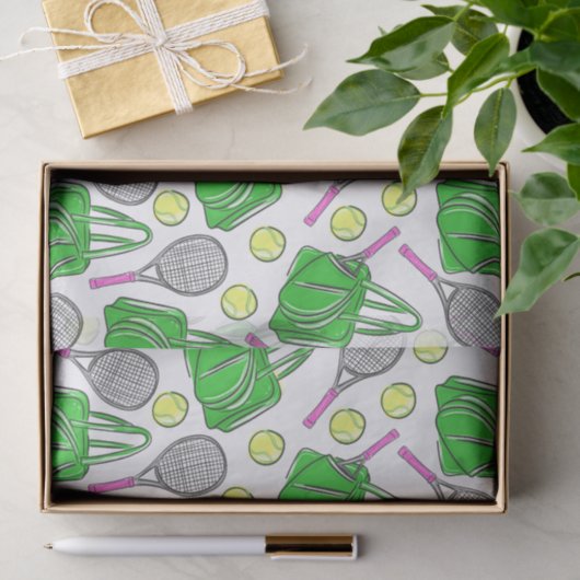Tennis Racquets Pink Green Preppy Pattern 薄葉紙 (ギフト)