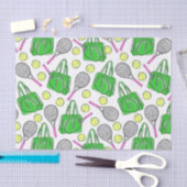 Tennis Racquets Pink Green Preppy Pattern 薄葉紙 (クラフト)