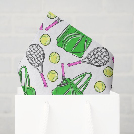 Tennis Racquets Pink Green Preppy Pattern 薄葉紙 (ギフトバッグ)