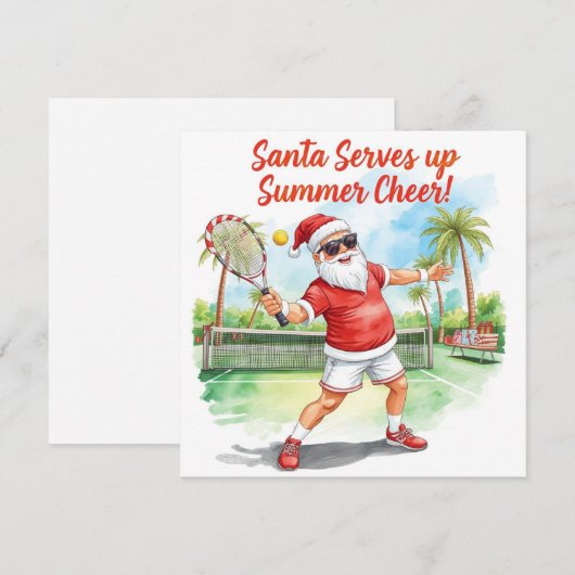 Tennis Santa Claus Christmas themed シーズンカード (正面/裏面)