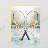 Tennis Save the date for Tennis Player wedding 招待状 (正面/裏面)