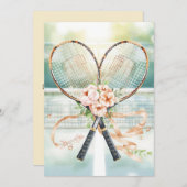 Tennis Save the date for Tennis Player wedding 招待状 (正面/裏面)