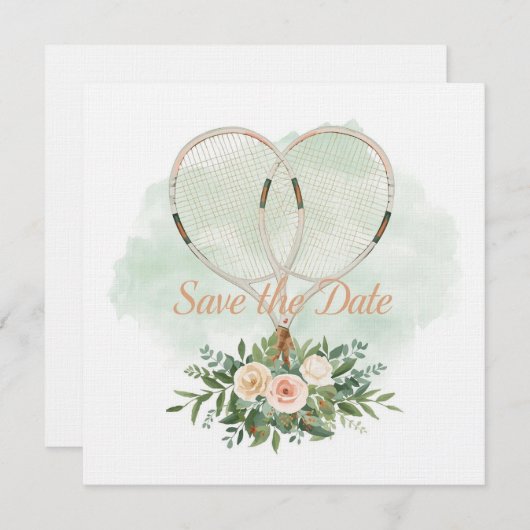 Tennis Save the date Invitation for Wedding 招待状 (正面/裏面)