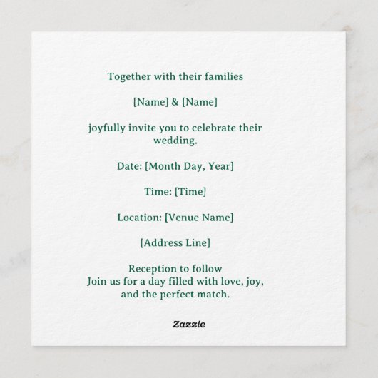 Tennis Save the date Invitation  for Wedding  招待状 (裏面)