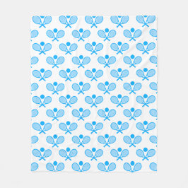 Tennis Seamless Pattern - Blue Racket and Ball on  フリースブランケット