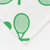 Tennis Seamless Pattern - Green Racket and Ball on フリースブランケット (角)