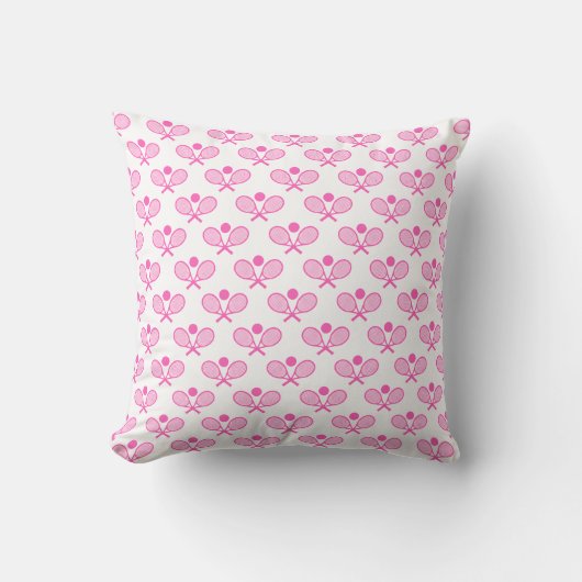 Tennis Seamless Pattern - Pink Racket and Ball on  クッション (正面)