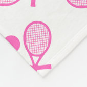 Tennis Seamless Pattern - Pink Racket and Ball on フリースブランケット (角)
