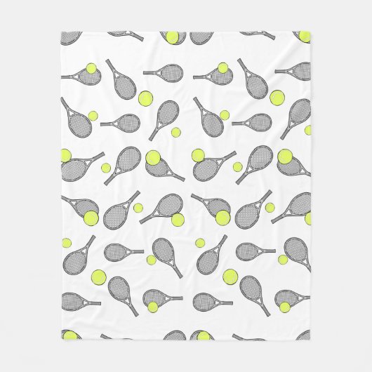 Tennis Seamless Pattern - Racket and Ball  フリースブランケット (正面)