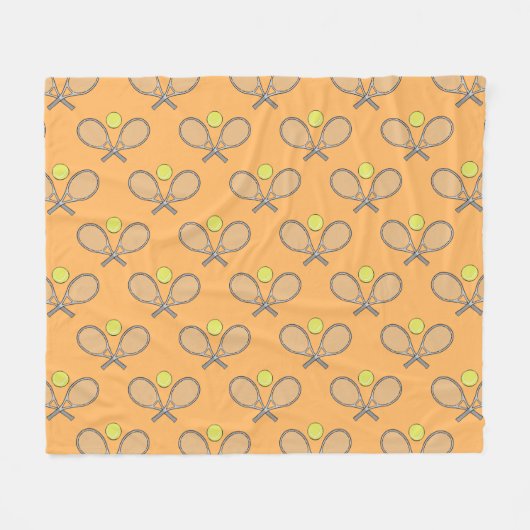 Tennis Seamless Pattern - Racket and Ball   フリースブランケット (正面(横))