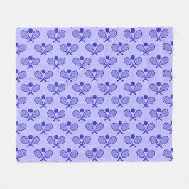 Tennis Seamless Pattern - Racket and Ball in Blue  フリースブランケット