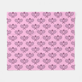 Tennis Seamless Pattern - Racket and Ball in Pink  フリースブランケット