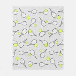 Tennis Seamless Pattern - Racket and Ball on Grey フリースブランケット