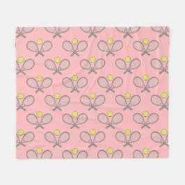 Tennis Seamless Pattern - Racket and Ball on Pink  フリースブランケット